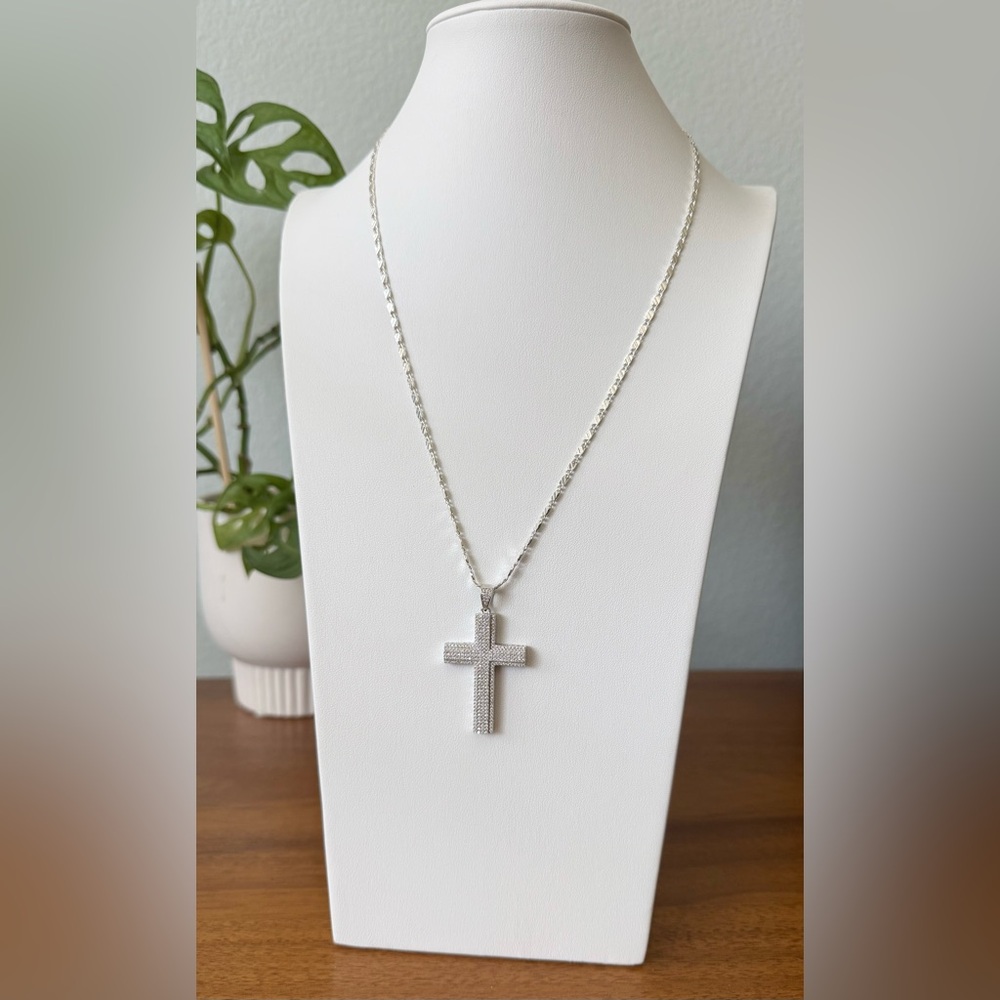 Swarovski Crystal Sterling Silver Cross Pendant 925